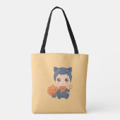 First Halloween Cute Baby Black Cat Costuum Tote Bag (Achterkant)