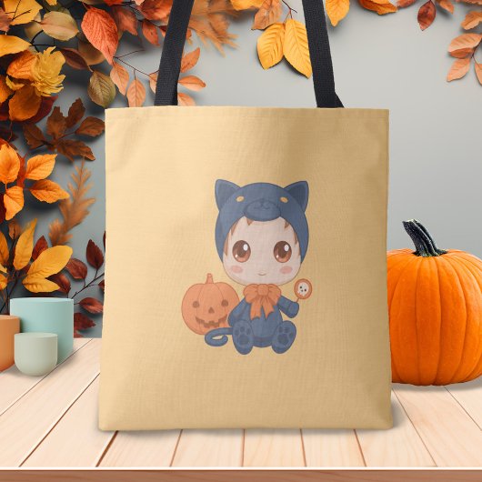 First Halloween Cute Baby Black Cat Costuum Tote Bag