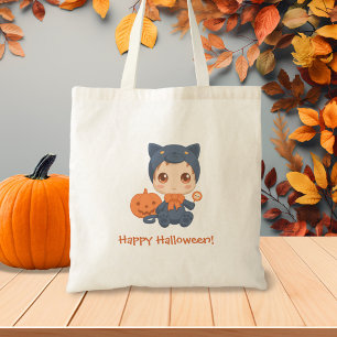 First Halloween Cute Baby Black Cat Costuum Tote Bag