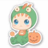 First Halloween Cute Baby Dragon Dinosaur Costume Sticker (Voorkant)