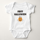 First Halloween Pumpkin Snoep Bucket Oranje Black Romper (Voorkant)