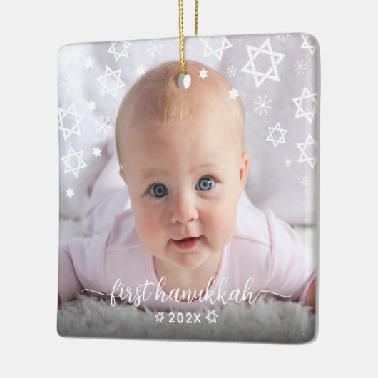 First Hanukkah Baby Stars Snowflakes New Parents Keramisch Ornament (Links)