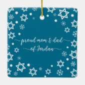 First Hanukkah Baby Stars Snowflakes New Parents Keramisch Ornament (Achterkant)
