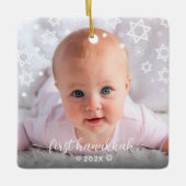 First Hanukkah Baby Stars Snowflakes New Parents Keramisch Ornament (Voorkant)