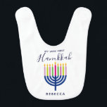First Hanukkah Menorah Baby Slabbetje<br><div class="desc">Eerste Hanukkah met Menorah cadeauidee voor baby,  gepersonaliseerd met naam.</div>