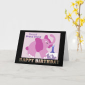 First Happy Birthday Grand Niece Pink Elephant Kaart (Gele Bloem)