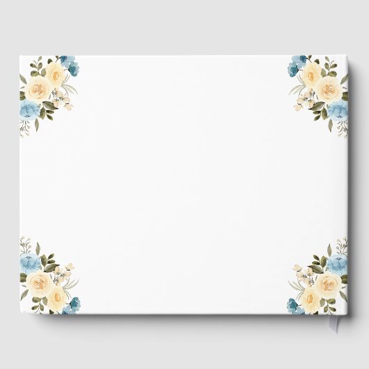 First Heilige Communion Blue Ivory Flowers Greener Gastenboek (Achterkant)