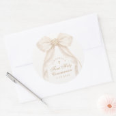First Holly Communion Gold Cross Ivory Bow Ronde Sticker (Envelop)