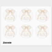 First Holly Communion Gold Cross Ivory Bow Ronde Sticker (Vel)