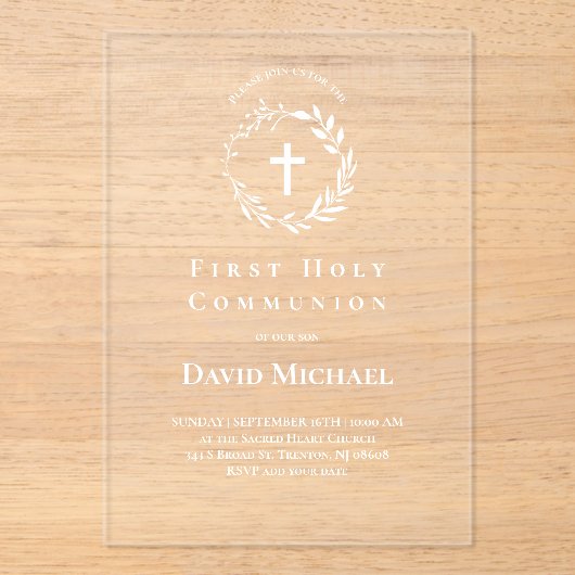 First Holy Communion Acryl Uitnodigingen (Voorkant)