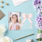 First Holy Communion Blush Pink Bow Christian Acryl Uitnodigingen (Insitu (Huwelijk))