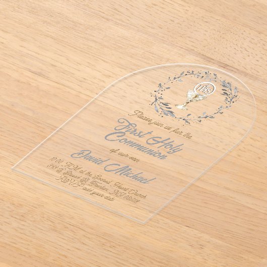 First Holy Communion boy Acryl Uitnodigingen (Laagn)