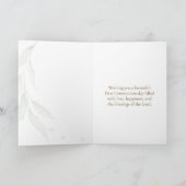 First Holy Communion Candle Bible Greenery Leaves Kaart (Binnen)