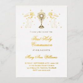 First Holy Communion catholic angels Eucharist Folie Uitnodiging