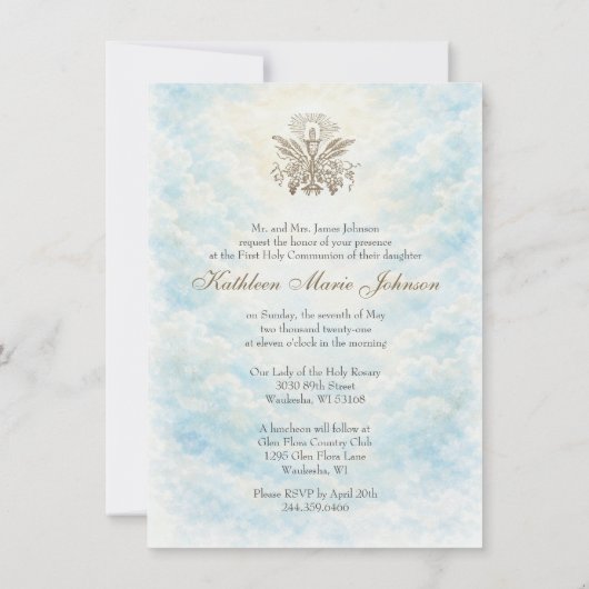 First Holy Communion Catholic Priest Host Angels Kaart (Achterkant)