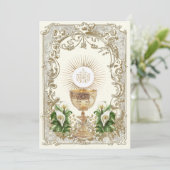 First Holy Communion Chalice Eucharist Calla Lily Kaart (Staand voorkant)