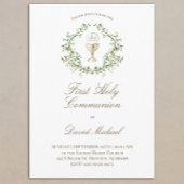 First Holy Communion chalice greenery crest Kaart