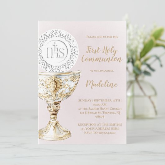 First Holy Communion Chalice Host Kaart (Staand voorkant)