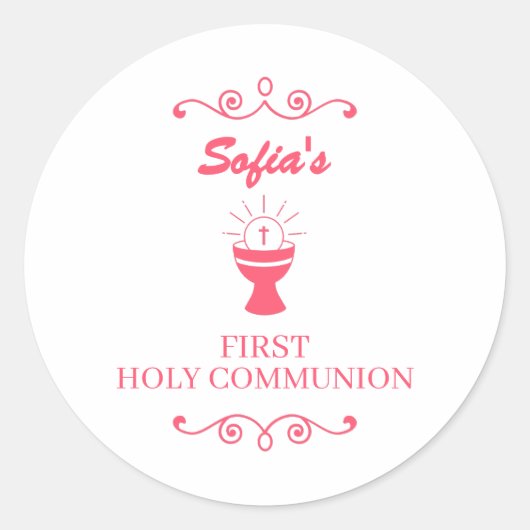 First Holy Communion Chalice Sticker For Girls (Voorkant)