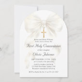 First Holy Communion Coquette Bow Girl Invitation Kaart (Voorkant)