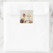 First Holy Communion – Customizable Chalice & Host Vierkante Sticker (Tas)