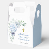 First Holy Communion Dusty Blue Floral Bedankdoosjes (Geopend)