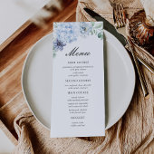 First Holy Communion Dusty Blue Floral Menu