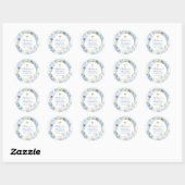 First Holy Communion Dusty Blue Floral Ronde Sticker (Vel)