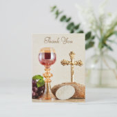 First Holy Communion | Elegant Eucharist Chalice Bedankkaart (Staand voorkant)