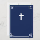 First Holy Communion Elegant Geweven Lijst Navy Bl Kaart (Achterkant)