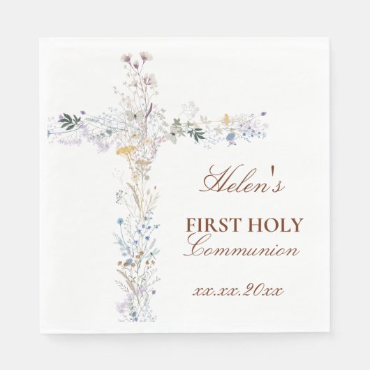 First Holy Communion floral cross Servet (Voorkant)