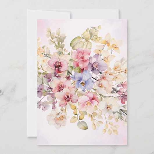 First Holy Communion Floral Orchids Invitation Kaart (Achterkant)