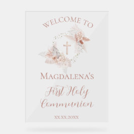  First Holy Communion girl welcome sign Acryl Bord