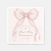 First Holy Communion Gold Cross Pink Bow Servet (Voorkant)