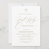 First Holy Communion gold Invitation Kaart (Voorkant)