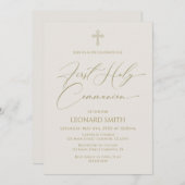 First Holy Communion gold marfil invitation Kaart (Voorkant / Achterkant)