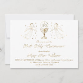 First Holy Communion golden angels Chalice Host Kaart