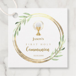 First Holy Communion golden circle green leaves Bedankjes Labels