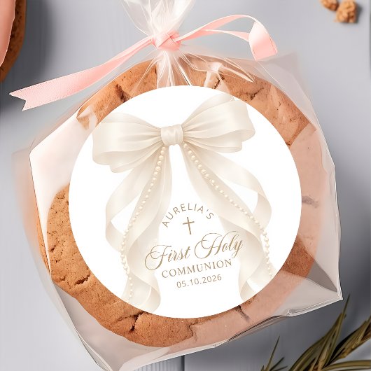 First Holy Communion Pearl Bow Sticker