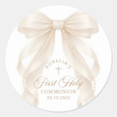 First Holy Communion Pearl Bow Sticker (Voorkant)