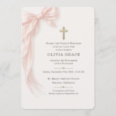 First Holy Communion Pink Bow Girl Kaart (Voorkant)