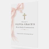 First Holy Communion Pink Bow Girl Welcome Acryl Bord (Hoek)