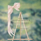 First Holy Communion Pink Bow Girl Welcome Acryl Bord (Neutraal)