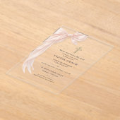 First Holy Communion Pink Coquette Bow Girl Acryl Uitnodigingen (Laagn)