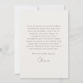 First Holy Communion Pink Coquette Bow Girl Bedankkaart (Achterkant)