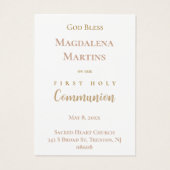First Holy Communion remembrance card Visitekaartje (Achterkant)