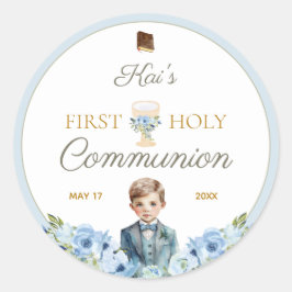 First Holy Communion Stickers Dusty Blue voor jong