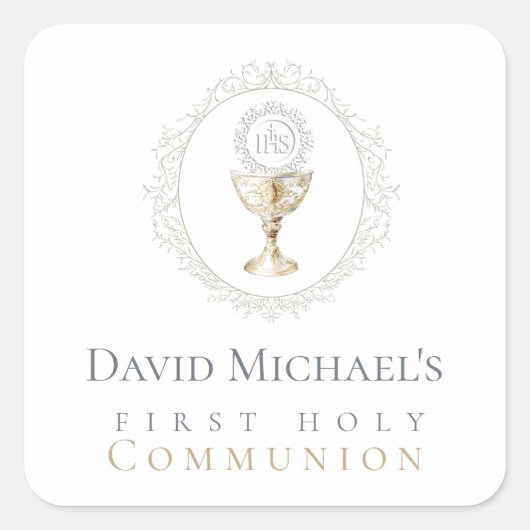 First Holy Communion Vierkante Sticker (Voorkant)