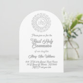 First Holy Communion white grey shadow text Kaart (Staand voorkant)