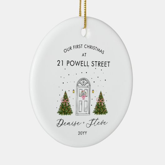 First Home Address Christmas Keepsake Keramisch Ornament (Rechts)